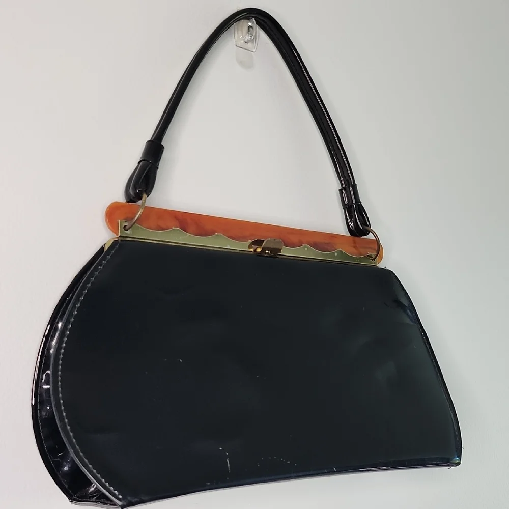 Dubette Patent Leather Handbag With Lucite